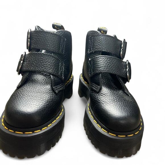 Doc Martens Devon Heart Platform Boots Size 5 - Pebbled Leather Buckle Boots - Picture 4 of 5